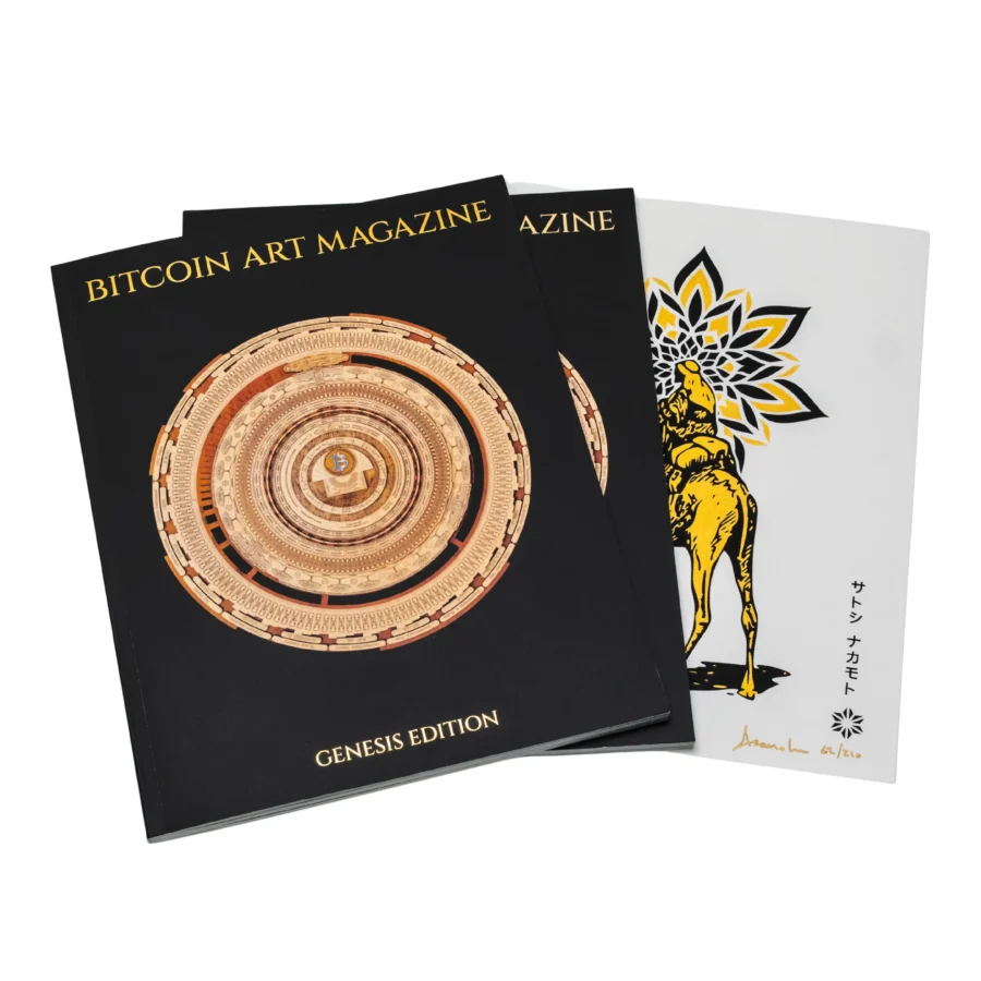 Limited gold foil cover version of "Bitcoin Art Magazine: Genesis Edition" with only 210 copies produced