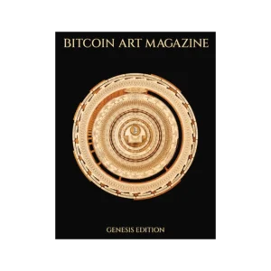 Front cover of the Genesis Edition of Bitcoin Art Magazine, featuring artwork by FractalEncrypt.