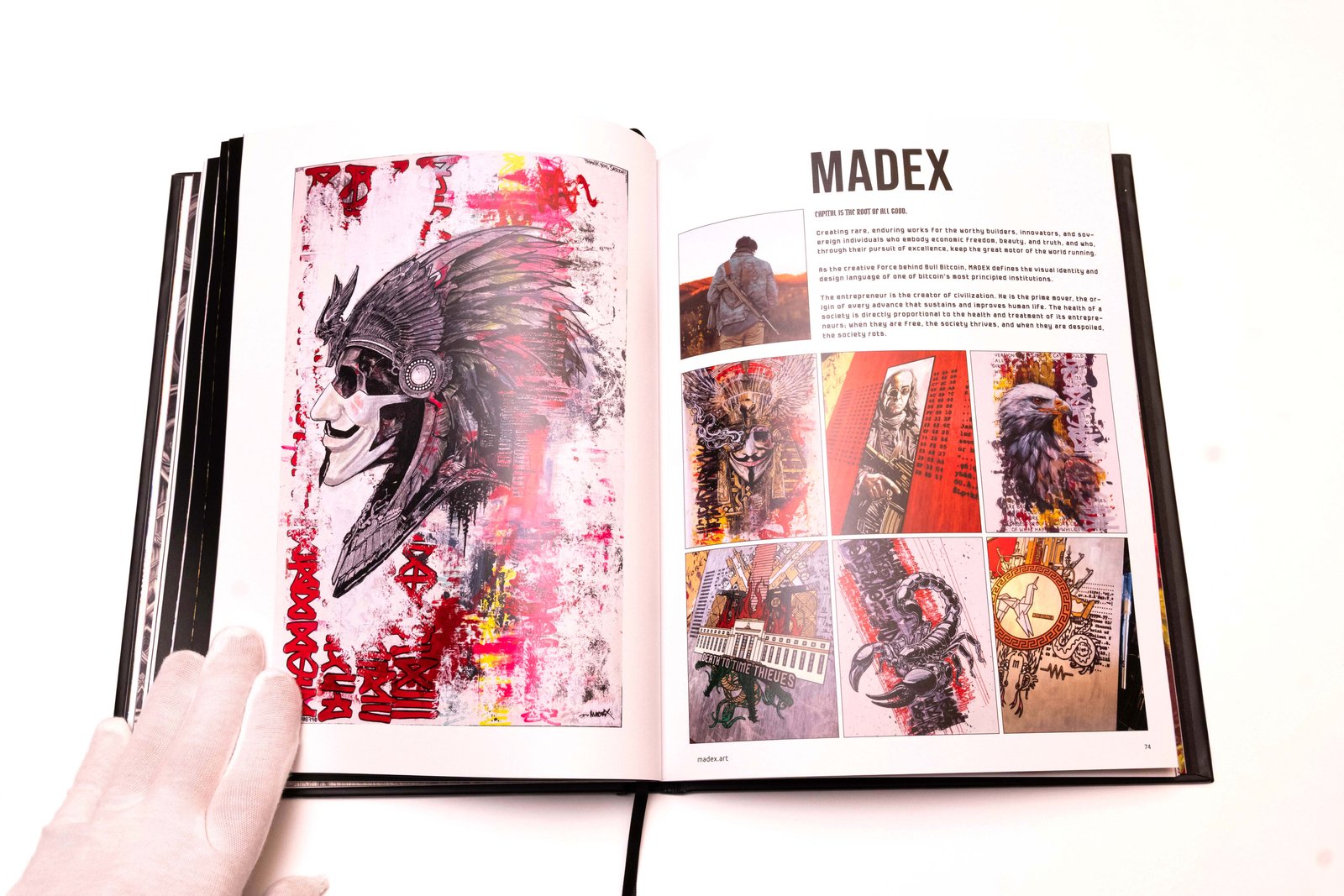 Gallery page displaying artwork by Madex in "Bitcoin Art: Genesis Edition" by Bitcoin Art Magazine